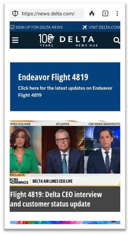 Delta Airlines Screen Shot